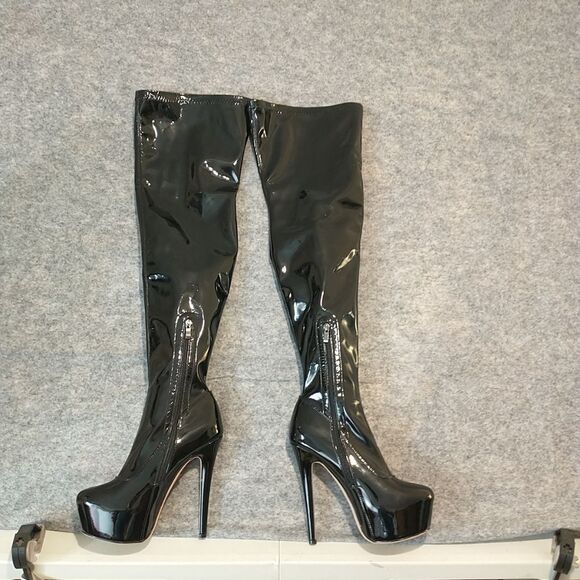 Women Sz 9 Sexy Thigh High Boots Platform Shiny Zip Up High Heels Over Knee - Picture 1 of 10